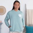 Chenille Paw V-Neck Pullover Sweatshirt Fashion