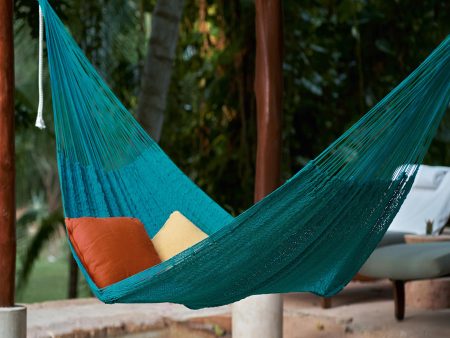 Uxmal Peacock Azure Cotton Rope Hammock (Single) Online Sale