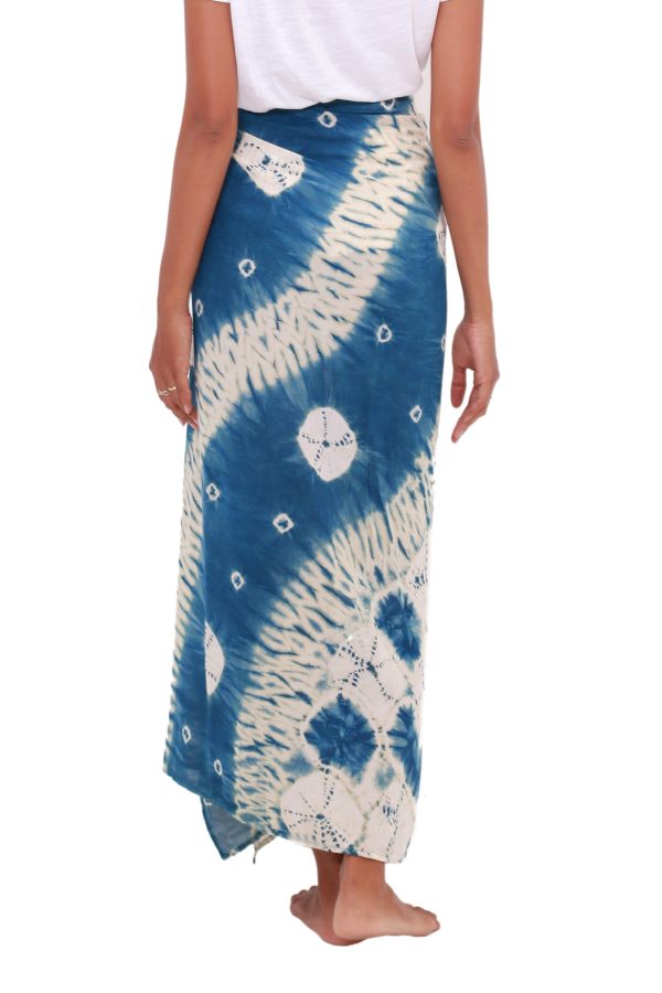 Toya Segara Bliss Wave Motif Tie-Dyed Rayon Sarong from Java on Sale