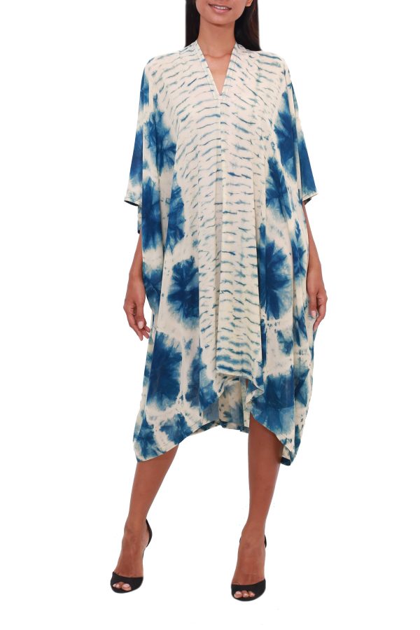 Angin Segara Oceanic Tie-Dyed Rayon Caftan Crafted in Java Cheap