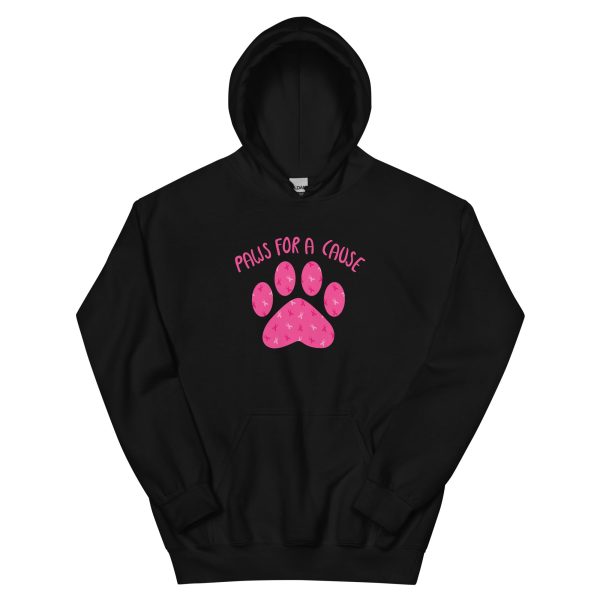 Paws For A Cause Pink Ribbon Paw Print Hoodie Discount