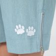 Paw Print Zipper-Hem Denim Capri Pants Sale