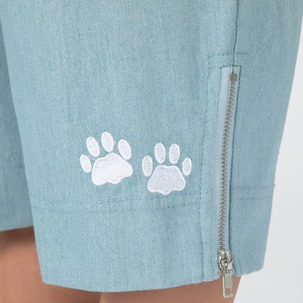 Paw Print Zipper-Hem Denim Capri Pants Sale