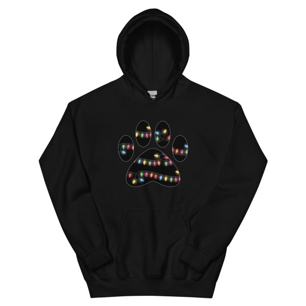 Christmas Lights Paw Print Hoodie For Sale