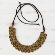 Winding Path Golden Grass Statement Necklace with Adjustable Cord Supply