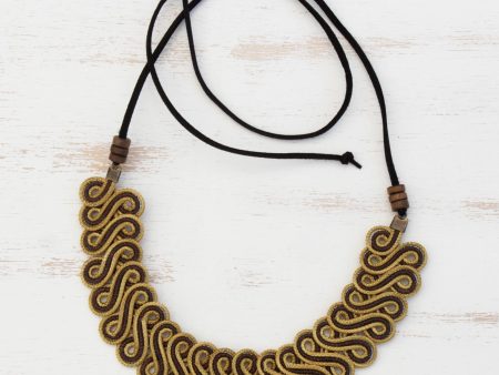 Winding Path Golden Grass Statement Necklace with Adjustable Cord Supply