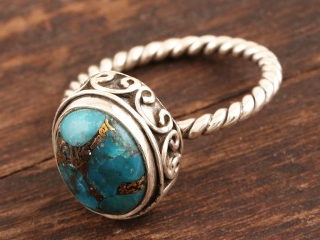 Adorable Azure Sterling Silver and Composite Turquoise Ring Discount