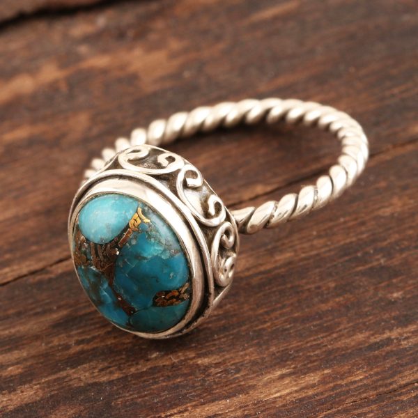 Adorable Azure Sterling Silver and Composite Turquoise Ring Discount