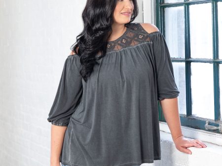 Cold Shoulder Juliet Sleeve Top Hot on Sale