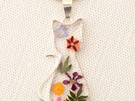 Real Flowers & Sterling Cat Necklace For Cheap