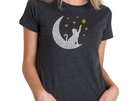 Cat Moon - Women s Premium Blend Word Art T-Shirt For Sale