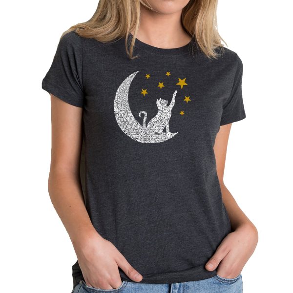 Cat Moon - Women s Premium Blend Word Art T-Shirt For Sale