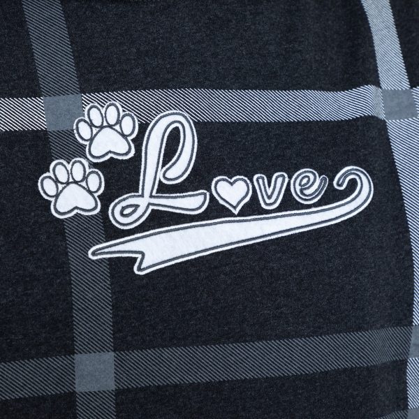 Plaid Paw with Love Hooded Sweatshirt Discount