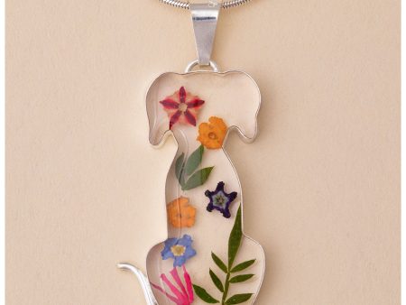 Real Flowers & Sterling Dog Necklace For Sale