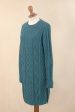 Winter Teal Baby Alpaca Teal Cable Knit Tunic Sweater Dress For Discount