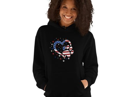 Star Spangled Paw Print Love Hoodie For Discount