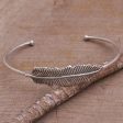 Alluring Feather 925 Sterling Silver Feather Cuff Bracelet from Bali Online