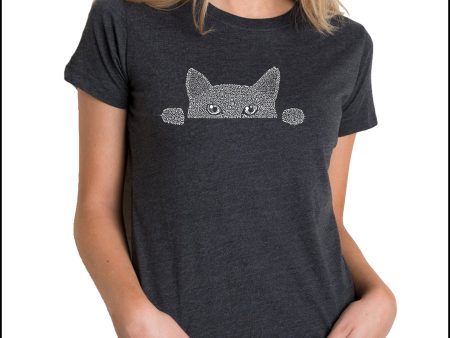 Peeking Cat  - Women s Premium Blend Word Art T-Shirt For Cheap