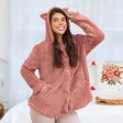 Soft Fluffy Cat Ears Button Up Hoodie For Sale