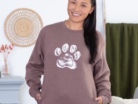 Brushed Paw Crew Sweatshirt with Side Pockets For Cheap