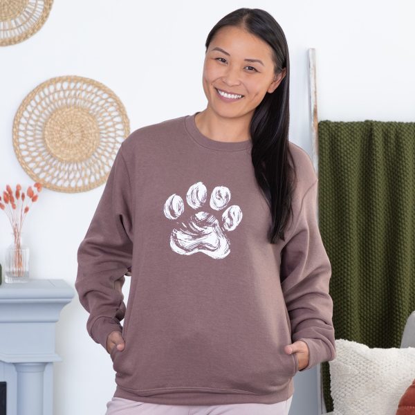 Brushed Paw Crew Sweatshirt with Side Pockets For Cheap