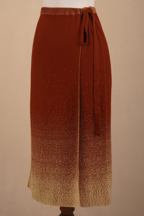 Thanta Degrade in Brown Organic Cotton Knit Wrap Degrade Russet Wrap Skirt from Peru For Cheap