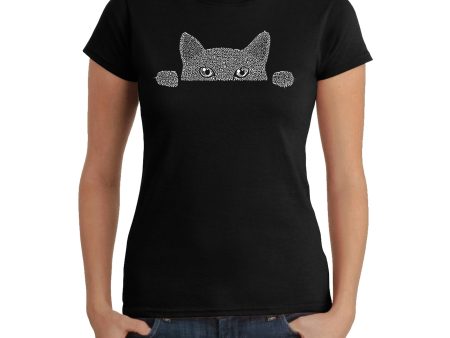 Peeking Cat  - Women s Word Art T-Shirt Online Sale