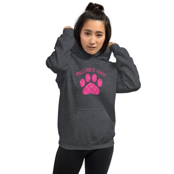 Paws For A Cause Pink Ribbon Paw Print Hoodie Discount