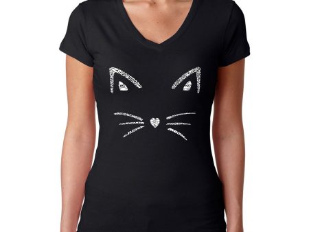 Whiskers  - Women s Word Art V-Neck T-Shirt For Discount