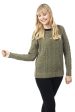 Warm Charm in Olive Cable Knit Baby Apaca Blend Pullover in Olive from Peru For Sale