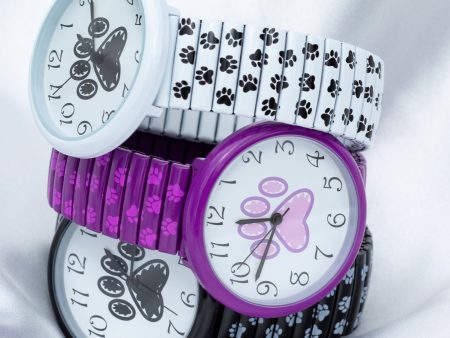 Paw Print Stretch Band Watch Discount