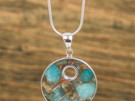 Terrestrial Beauty Sterling Silver and Composite Turquoise Necklace from Mexico For Discount