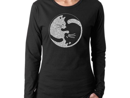 Yin Yang Cat  - Women s Word Art Long Sleeve T-Shirt Online Sale