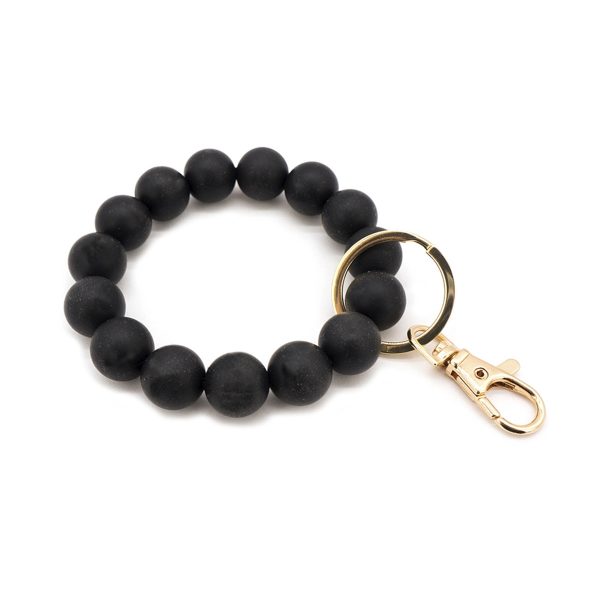 Black Beaded Keychain Bracelet Discount