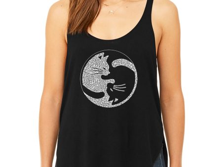 Yin Yang Cat  - Women s Premium Word Art Flowy Tank Top Online