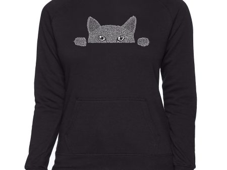 Peeking Cat  - Women s Word Art Hooded Sweatshirt Supply