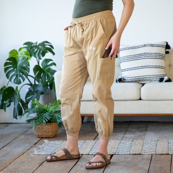 Paw Print Khaki Joggers Online Sale