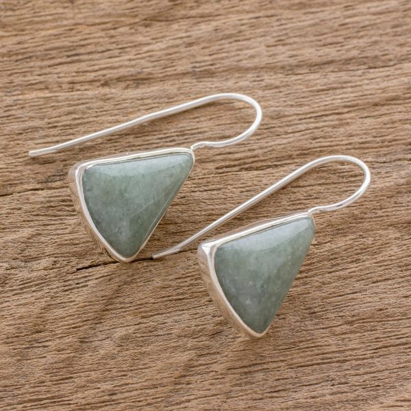 Apple Green Mayan Triangles Apple Green Triangular Jade Earrings from Guatemala Hot on Sale