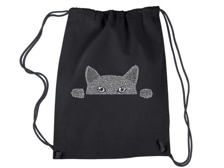 Peeking Cat  - Drawstring Backpack Hot on Sale