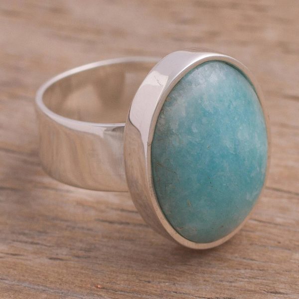 Amazonite Encounter Hand Made Peruvian Sterling Silver Amazonite Cocktail Ring For Discount