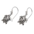 Ancient Turtle Sterling Silver Sea Turtle Dangle Earrings from Bali For Sale