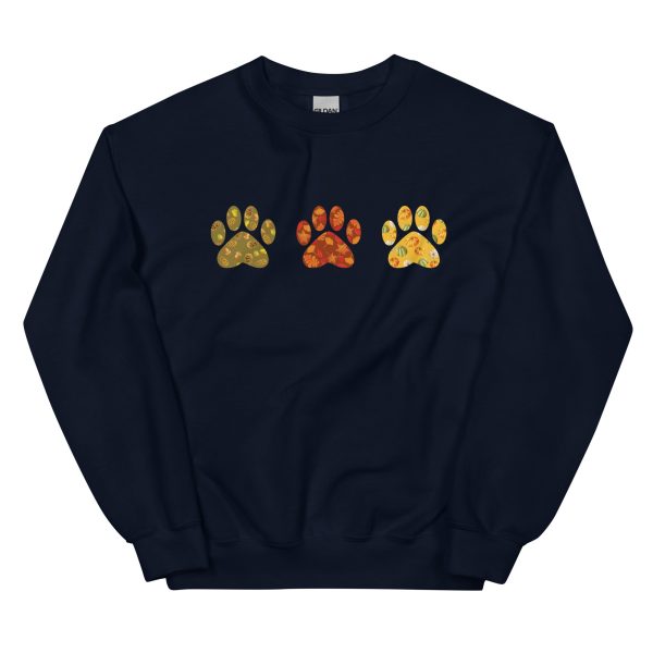 Festive Fall Paw Prints Crewneck Sweatshirt Fashion