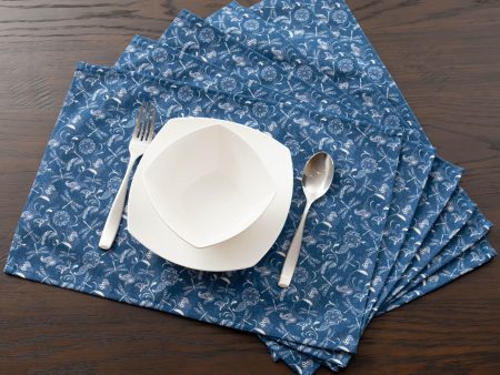 Blue Paisley Placemats - Set of 6 For Discount