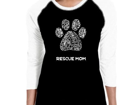 Rescue Mom  - Women s Raglan Baseball Word Art T-Shirt on Sale