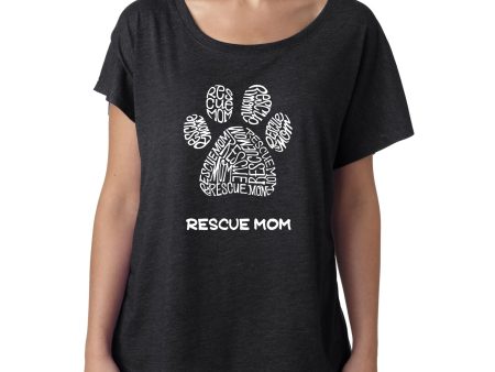 Rescue Mom  - Women s Loose Fit Dolman Cut Word Art Shirt Online Sale