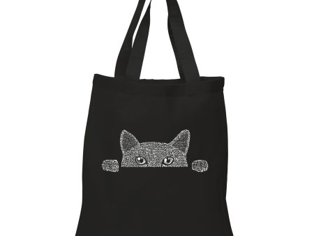 Peeking Cat  - Small Word Art Tote Bag Online