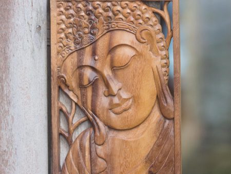 Young Buddha Buddha Portrait Balinese Relief Panel Hot on Sale