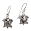 Ancient Turtle Sterling Silver Sea Turtle Dangle Earrings from Bali For Sale