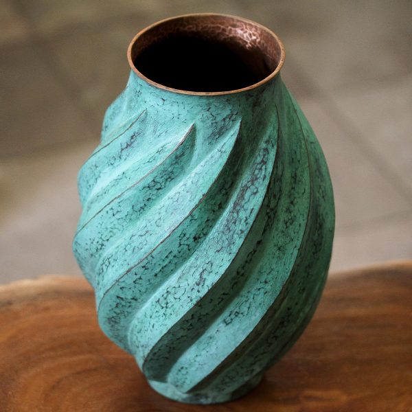 Antique Spirals Spiral Motif Copper Vase from Mexico Online Hot Sale