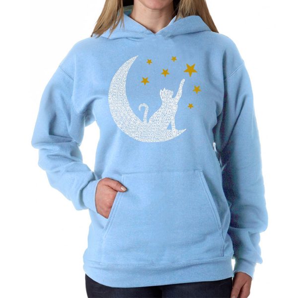 Cat Moon - Women s Word Art Hooded Sweatshirt For Discount